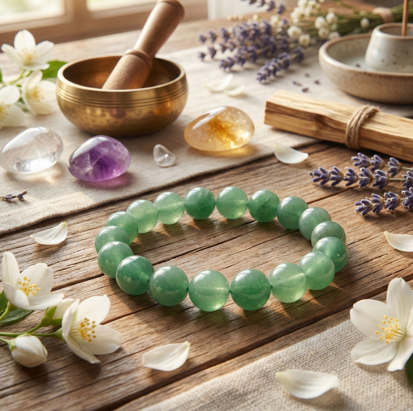 FortuneFlow™ Green Aventurine Bracelet for Luck, Wealth & Emotional Healing | Natural Non-Treated Crystal Beads | Heart Chakra, Focus & Opportunity Bracelet for Men & Women