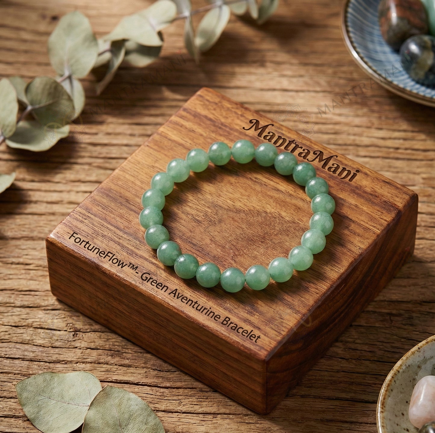 MantraMani® FortuneFlow™ Green Aventurine Bracelet for Luck, Wealth & Emotional Healing | Natural Non-Treated Crystal Beads | Heart Chakra, Focus & Opportunity Bracelet for Men & Women
