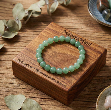 MantraMani® FortuneFlow™ Green Aventurine Bracelet for Luck, Wealth & Emotional Healing | Natural Non-Treated Crystal Beads | Heart Chakra, Focus & Opportunity Bracelet for Men & Women