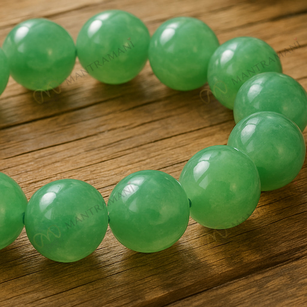 MantraMani® FortuneFlow™ Green Aventurine Bracelet for Luck, Wealth & Emotional Healing | Natural Non-Treated Crystal Beads | Heart Chakra, Focus & Opportunity Bracelet for Men & Women
