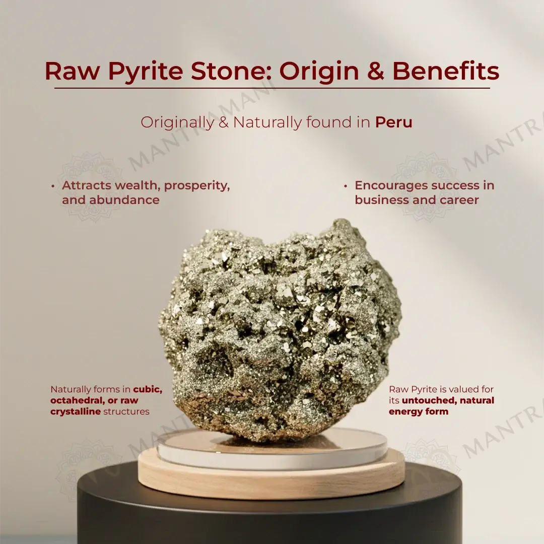 MantraMani® Vakratunda Mahakaya Raw Pyrite Frame for Success