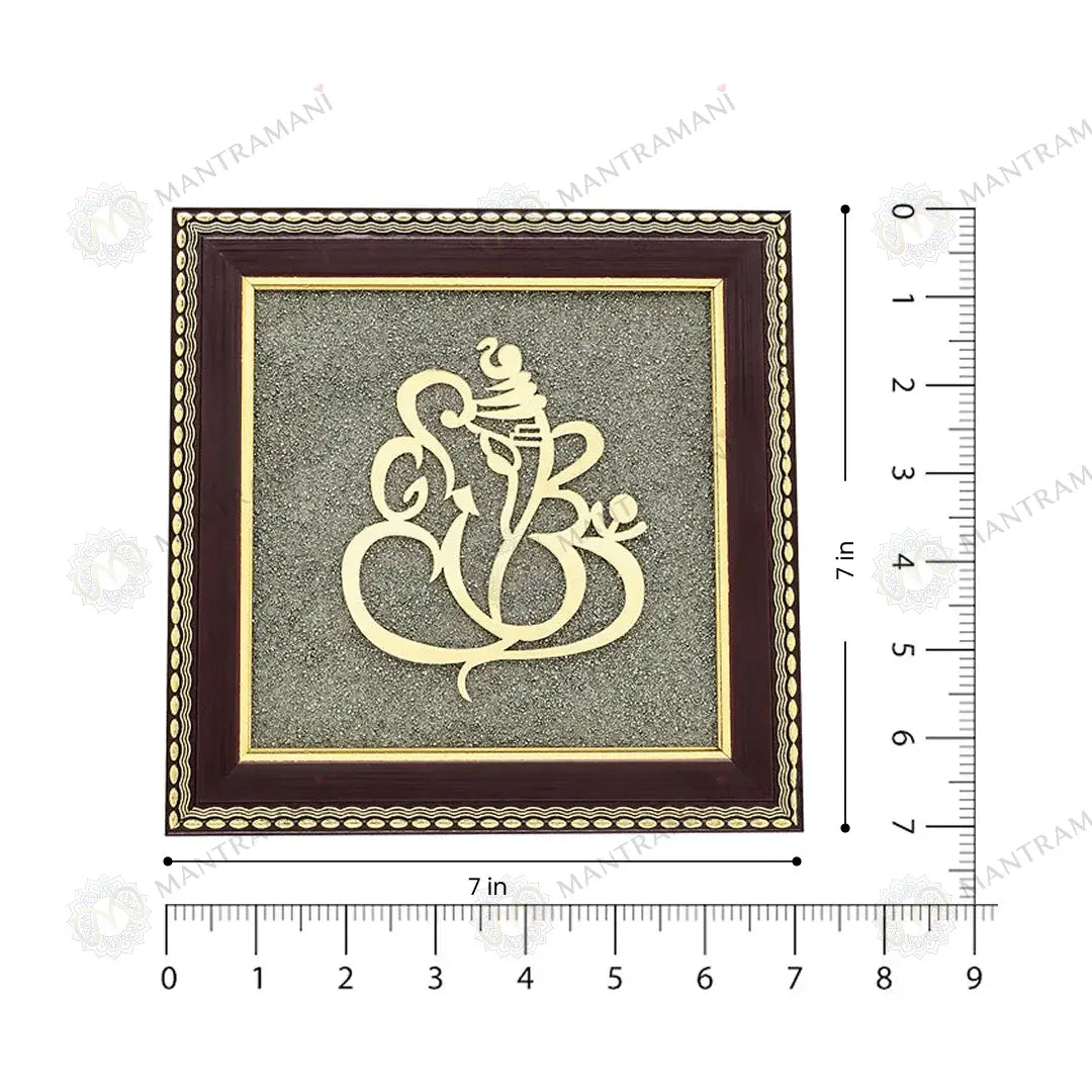 MantraMani® Ganesh Ji Raw Pyrite Frame for Prosperity and Good Fortune