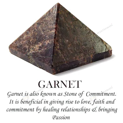 MantraMani® Garnet Pyramid – Love, Confidence & Success Energy Crystal