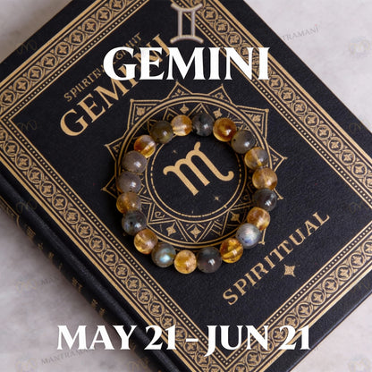 Gemini Zodiac Birthstone Crystal Bracelet- 8 mm- Mithun Rashi Crystal Bracelet