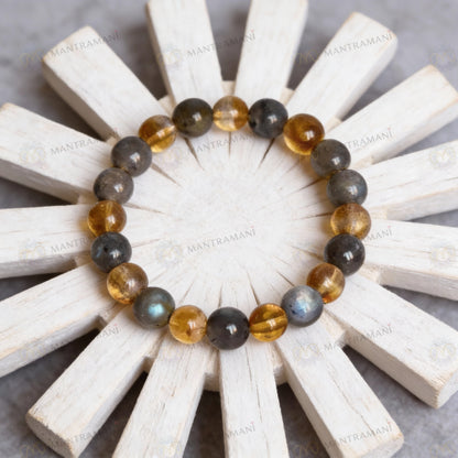 Gemini Zodiac Birthstone Crystal Bracelet- 8 mm- Mithun Rashi Crystal Bracelet