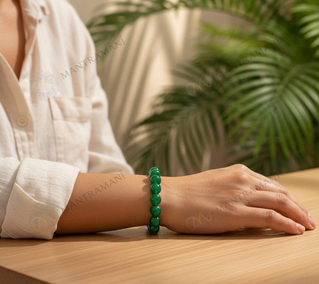 MantraMani® L’Atelier™  Green Jade – Signature Crystal Bracelet by MantraMani