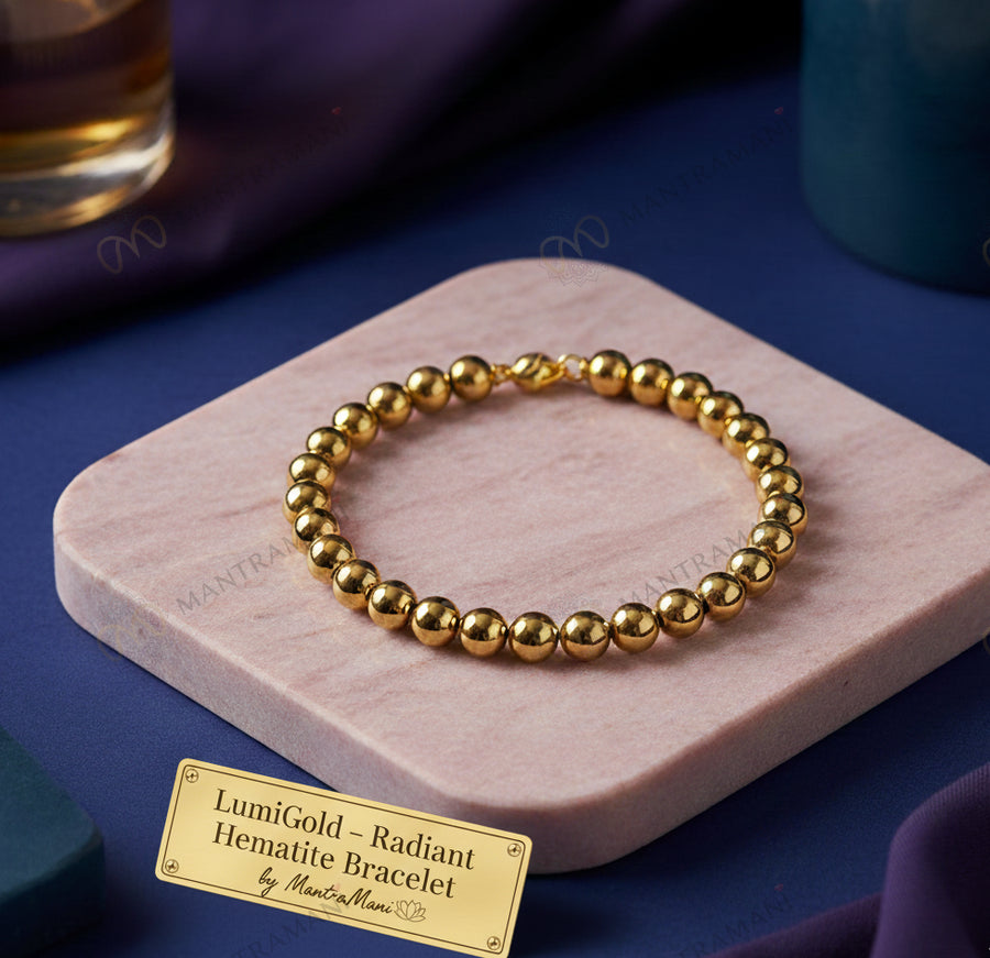 MantraMani® LumiGold™ – Radiant Hematite Bracelet by MantraMani