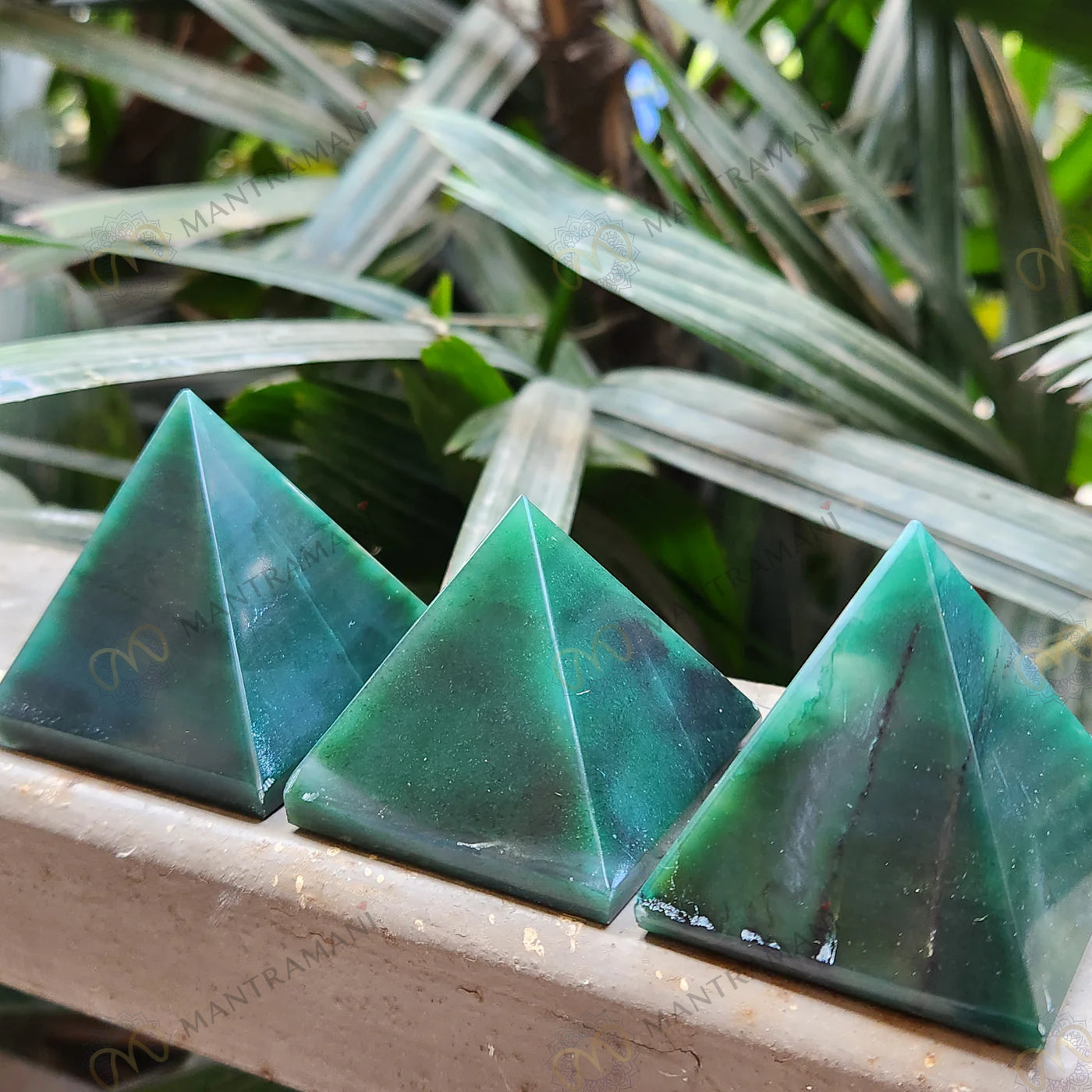 MantraMani® Green Jade Pyramid- Luck &amp; Good Fortune • Harmony &amp; Balance • Wealth Attraction &amp; Prosperity