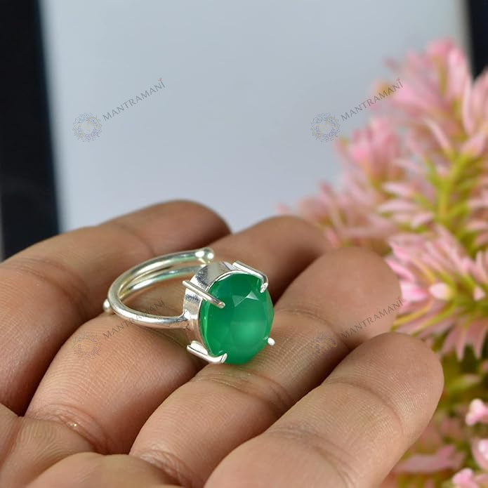 MantraMani® Green Onyx Ring: Encourages Self-Confidence and Willpower