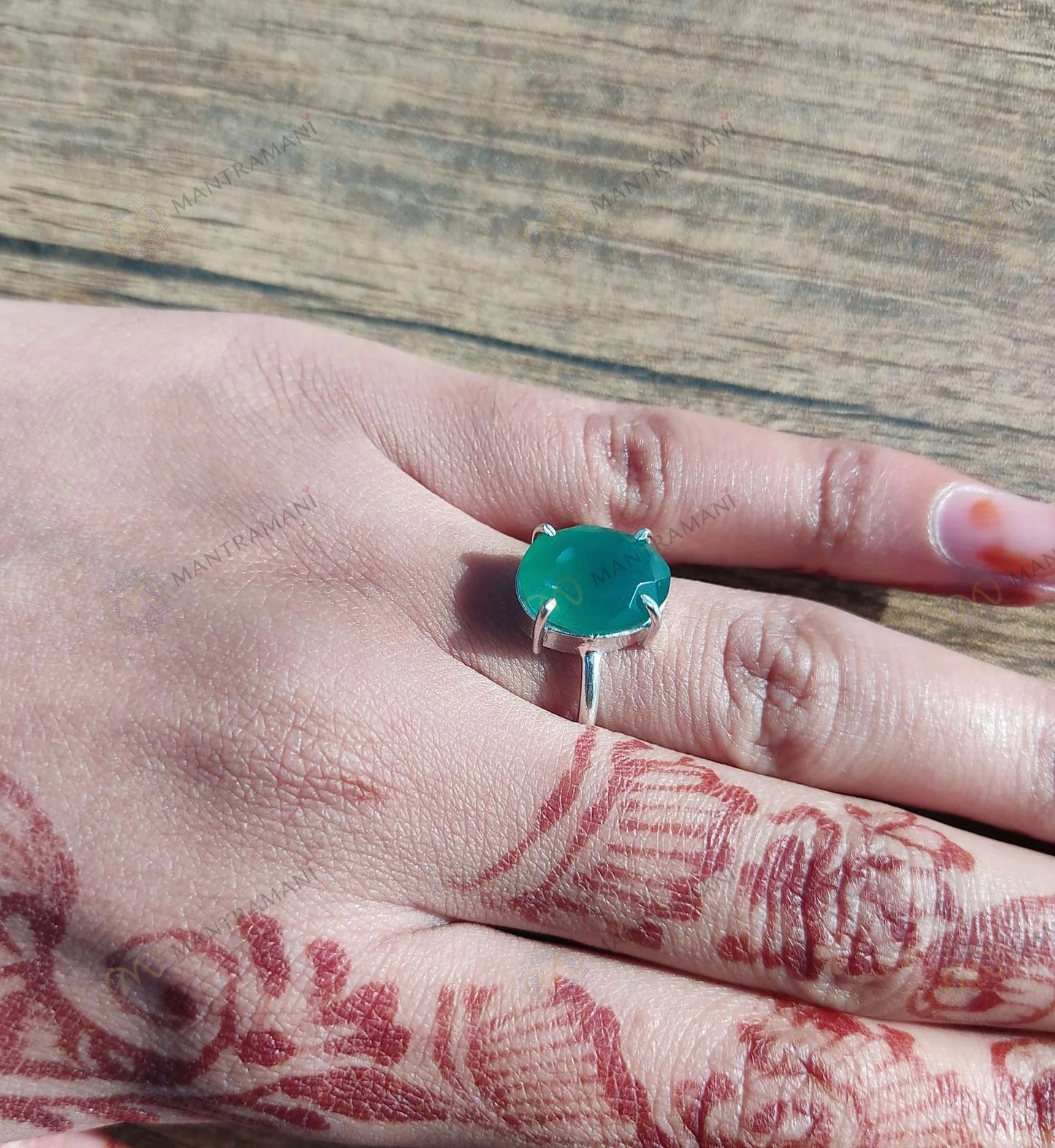 MantraMani® Green Onyx Ring: Encourages Self-Confidence and Willpower