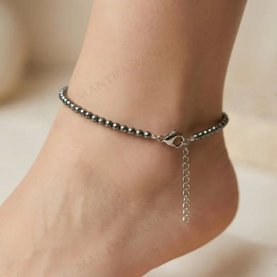 MantraMani® Hematite Anklet: Stone Of Mind & Protect from Psychic Attack