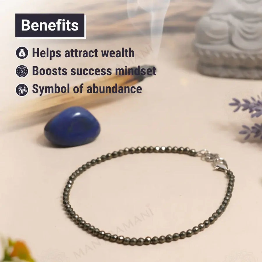 MantraMani® Hematite Anklet: Stone Of Mind & Protect from Psychic Attack