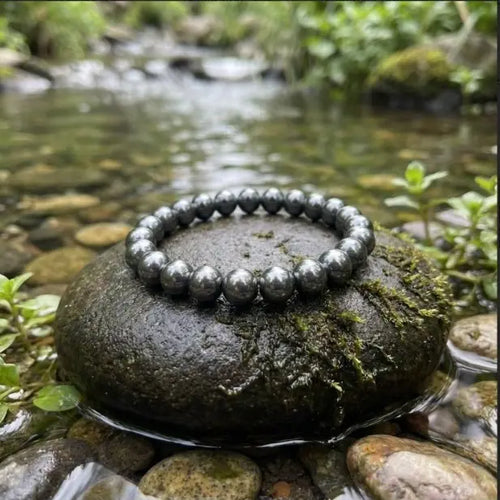 MantraMani® Hematite Bracelet – Grounding, Protection & Mental Clarity