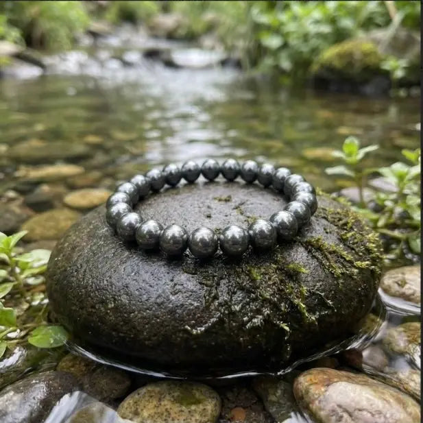 MantraMani® Hematite Bracelet – Grounding, Protection & Mental Clarity