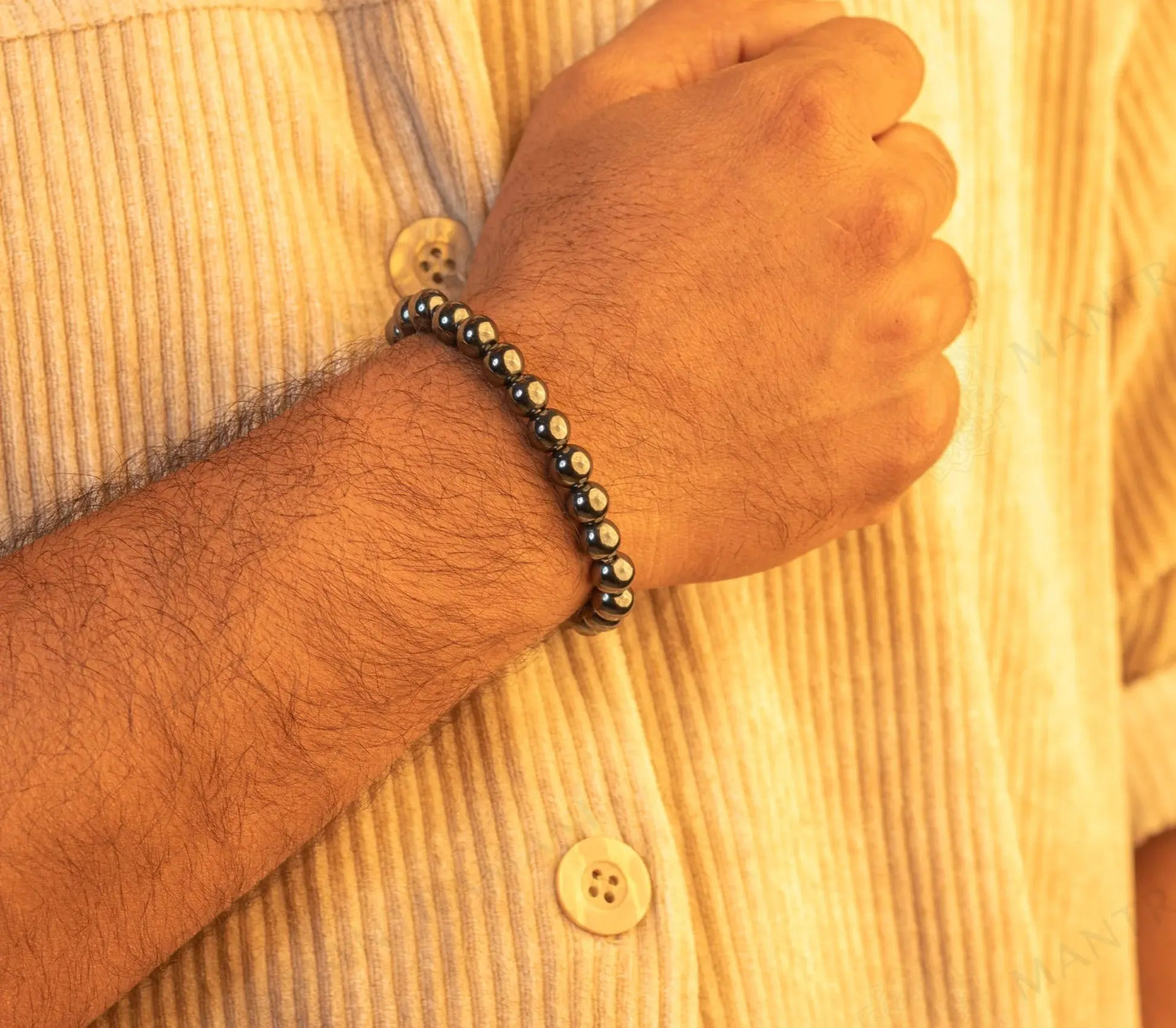 MantraMani® Hematite Bracelet – Grounding, Protection & Mental Clarity
