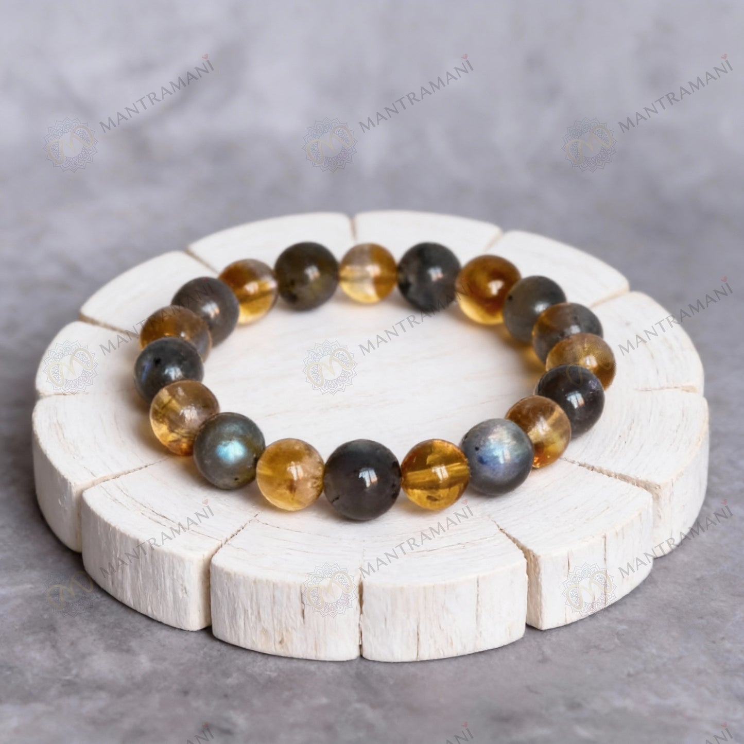MantraMani® Gemini Zodiac Birthstone Crystal Bracelet- 8 mm- Mithun Rashi Crystal Bracelet
