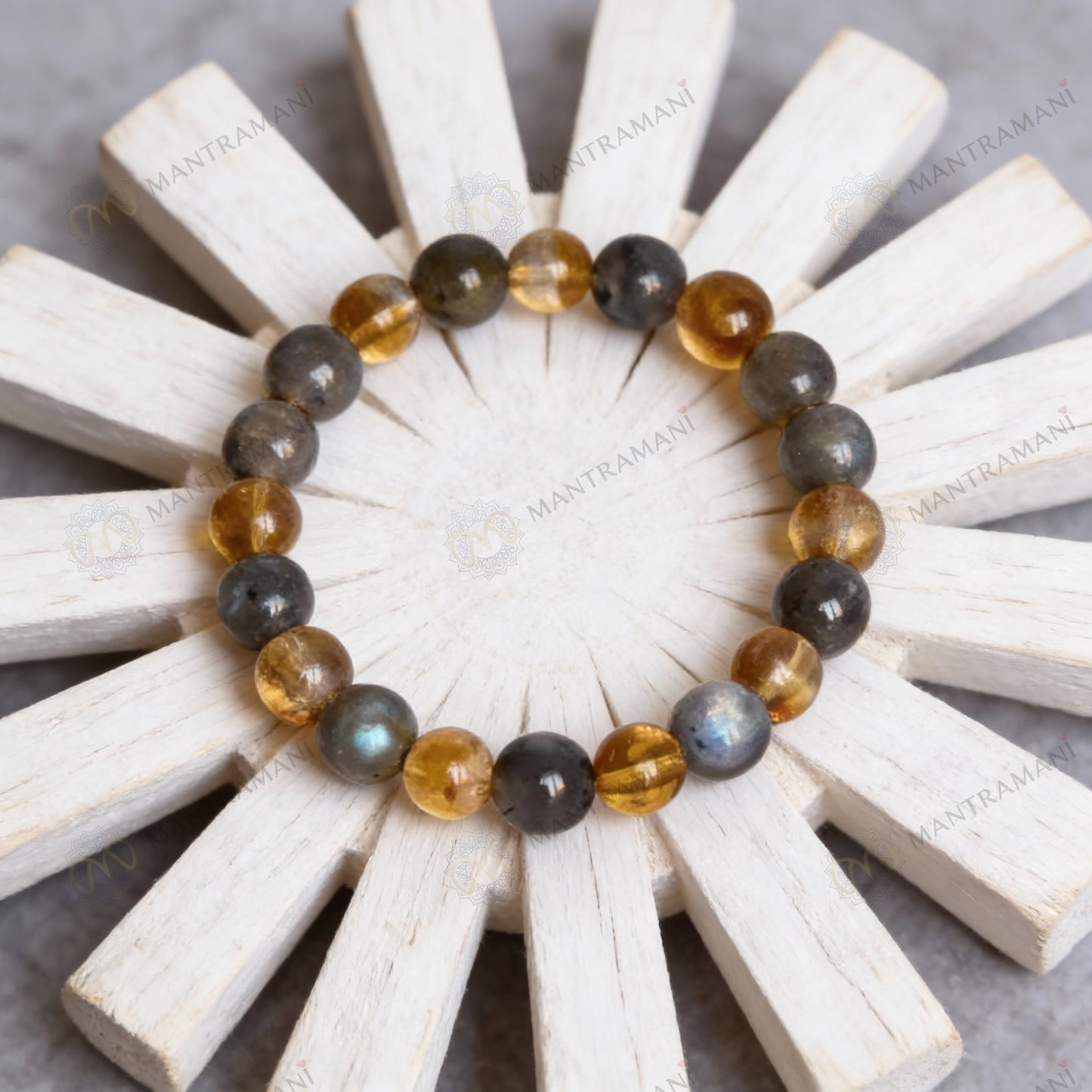 MantraMani® Gemini Zodiac Birthstone Crystal Bracelet- 8 mm- Mithun Rashi Crystal Bracelet