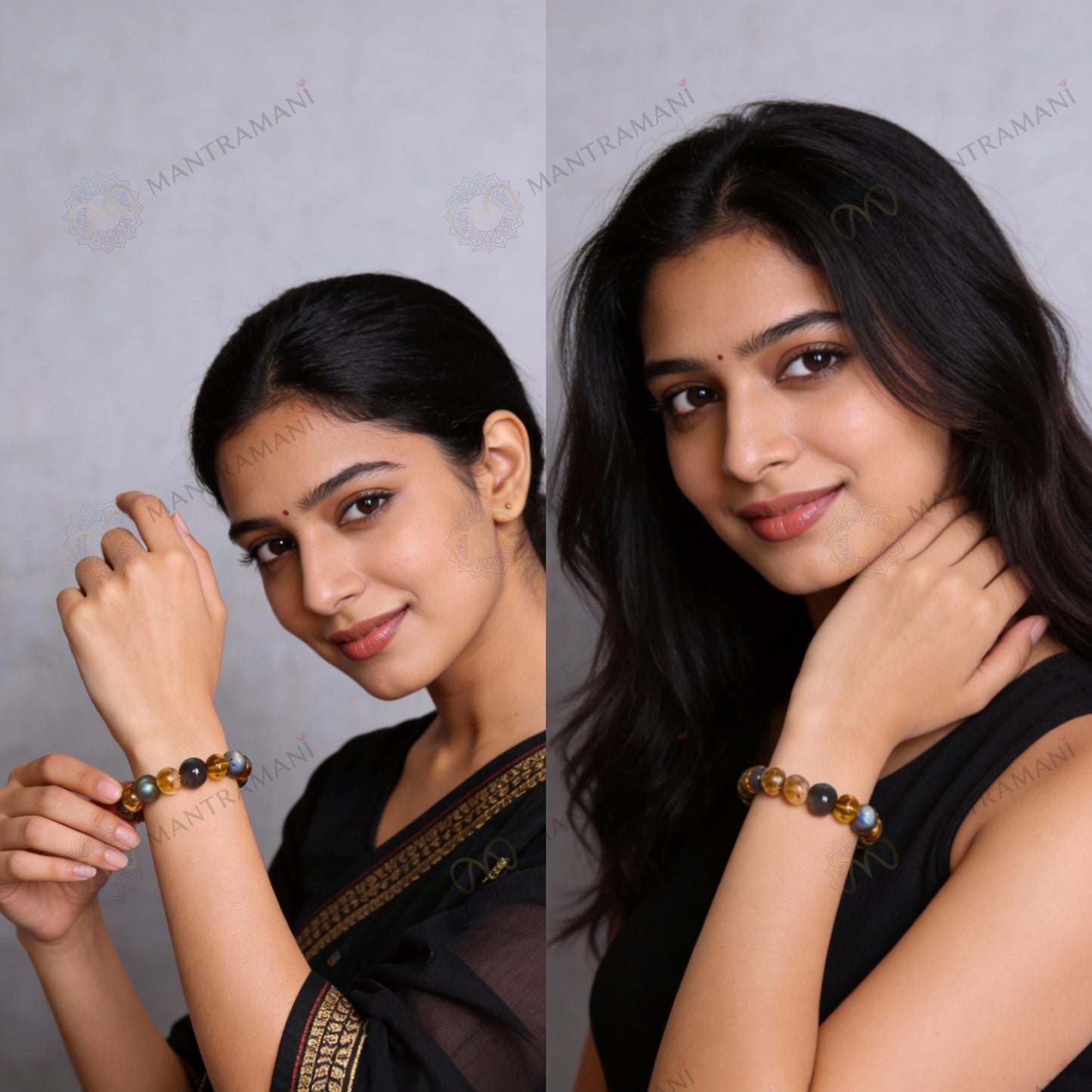 MantraMani® Gemini Zodiac Birthstone Crystal Bracelet- 8 mm- Mithun Rashi Crystal Bracelet