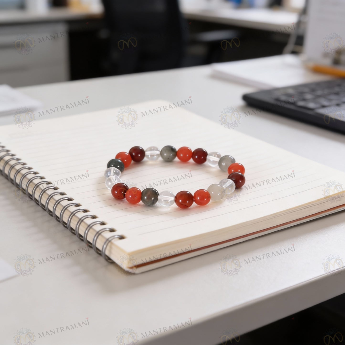 Aries Zodiac Birthstone Crystal Bracelet- 8 mm- Mesh Rashi Crystal Bracelet