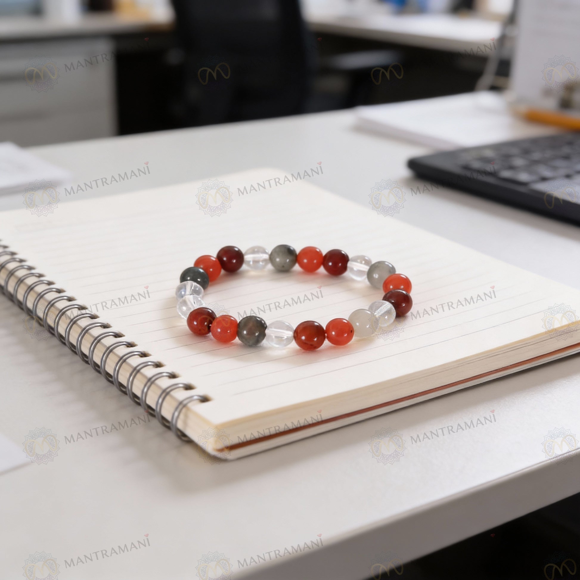 Aries Zodiac Birthstone Crystal Bracelet- 8 mm- Mesh Rashi Crystal Bracelet