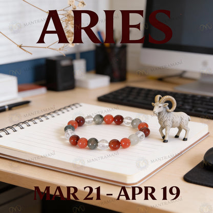 Aries Zodiac Birthstone Crystal Bracelet- 8 mm- Mesh Rashi Crystal Bracelet
