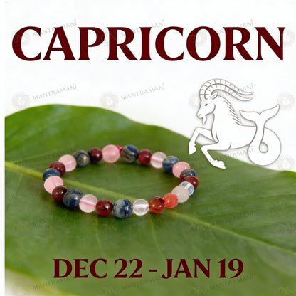Capricorn Zodiac Birthstone Crystal Bracelet- 8 mm- Makar rashi crystal bracelet