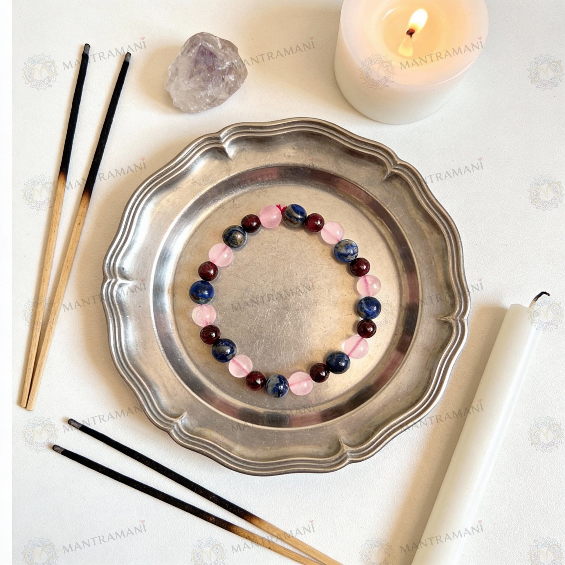 Capricorn Zodiac Birthstone Crystal Bracelet- 8 mm- Makar rashi crystal bracelet