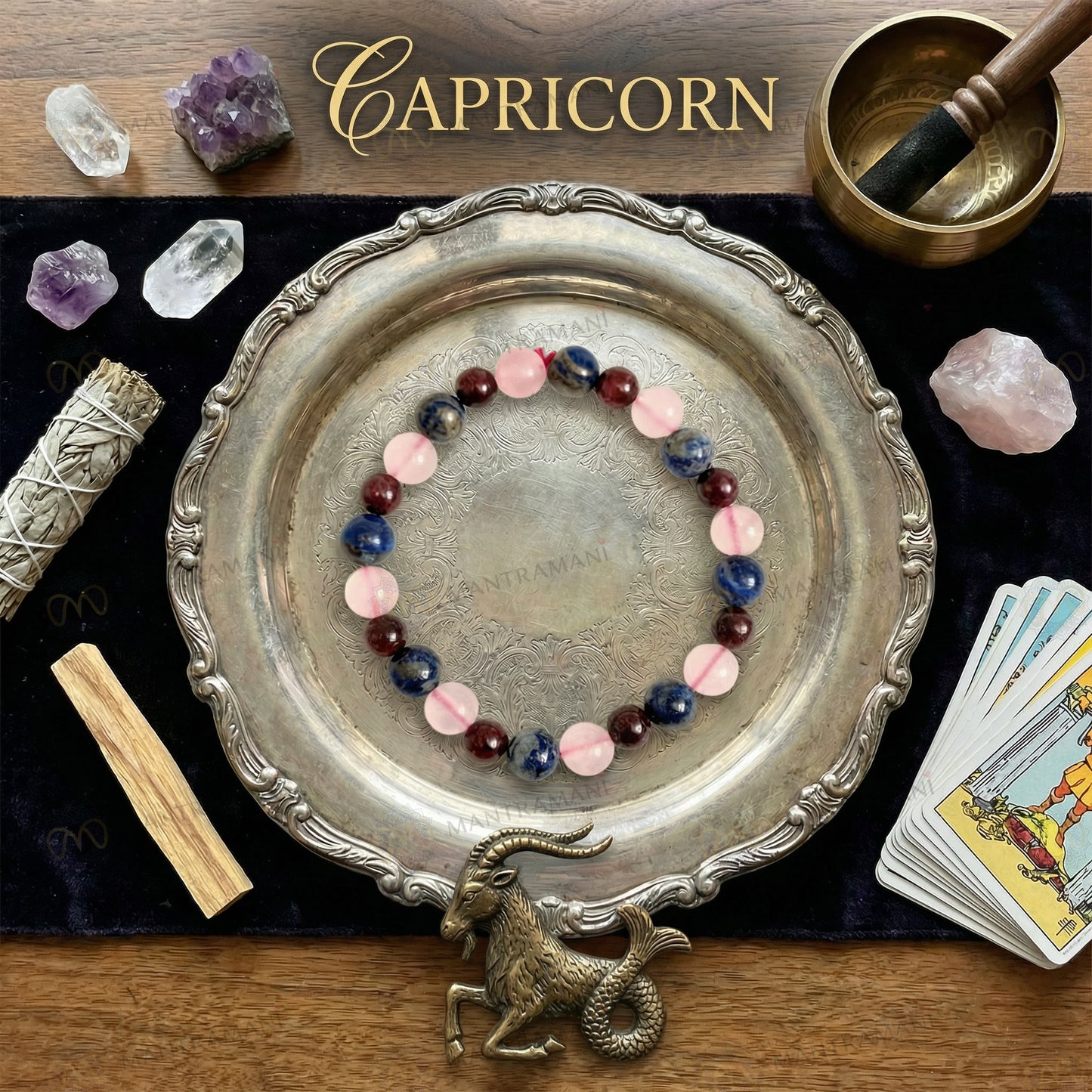 Capricorn Zodiac Birthstone Crystal Bracelet- 8 mm- Makar rashi crystal bracelet