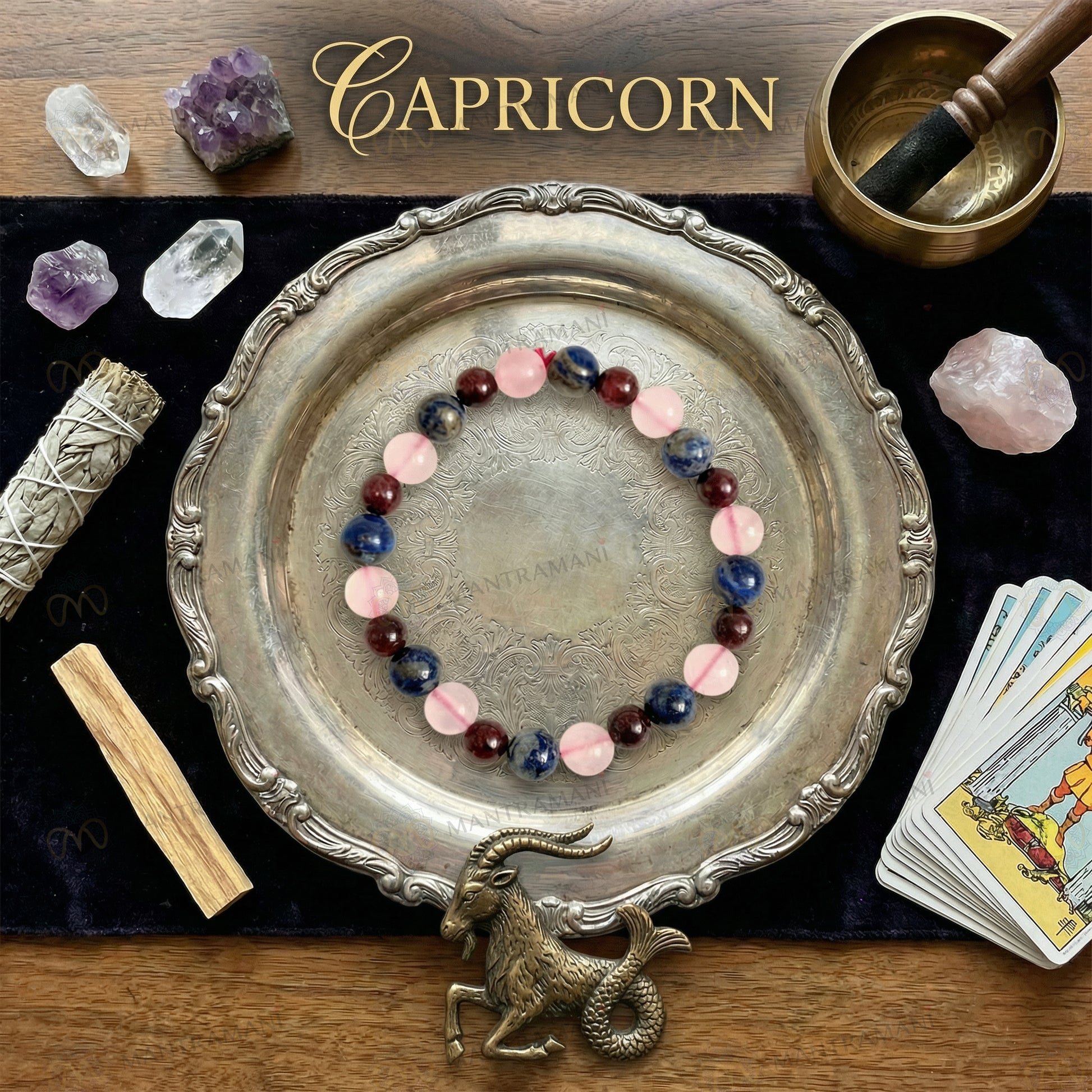 Capricorn Zodiac Birthstone Crystal Bracelet- 8 mm- Makar rashi crystal bracelet