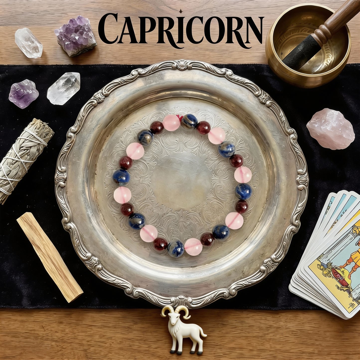 MantraMani® Capricorn Zodiac Birthstone Crystal Bracelet- 8 mm- Makar rashi crystal bracelet