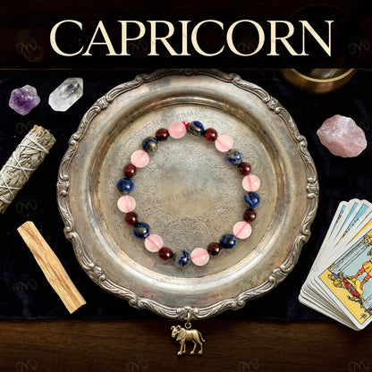 Capricorn Zodiac Birthstone Crystal Bracelet- 8 mm- Makar rashi crystal bracelet