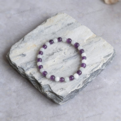 Aquarius Zodiac Birthstone Crystal Bracelet- 8 mm- Kumbh Rashi Crystal Bracelet