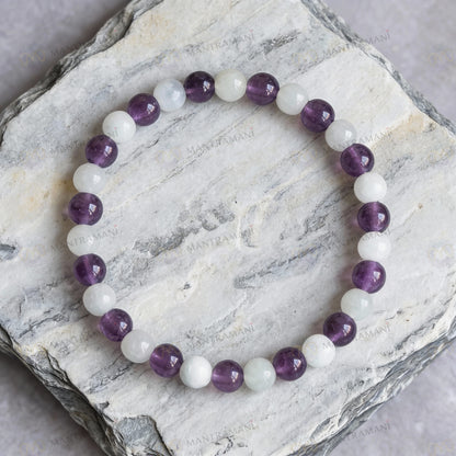 Aquarius Zodiac Birthstone Crystal Bracelet- 8 mm- Kumbh Rashi Crystal Bracelet