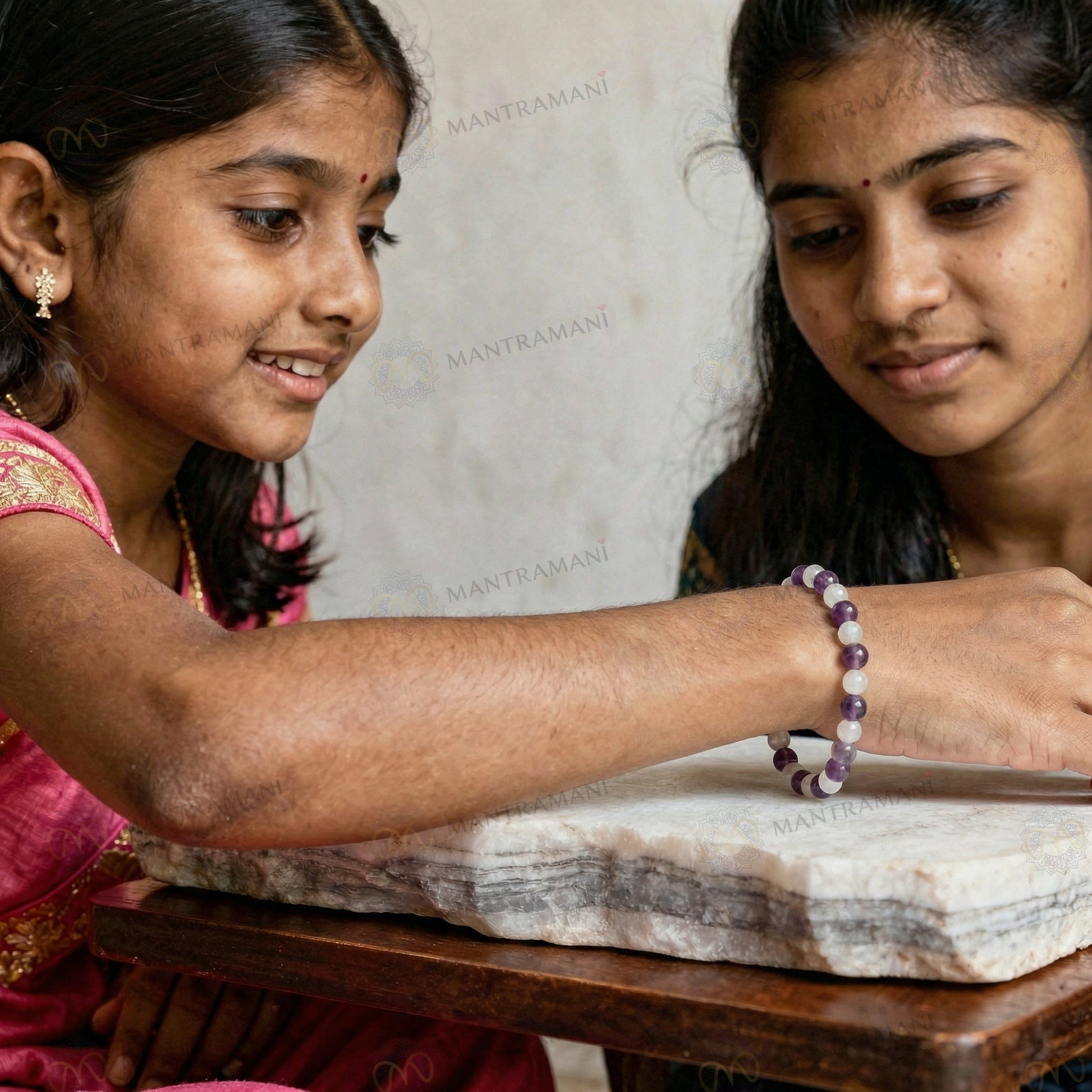 Aquarius Zodiac Birthstone Crystal Bracelet- 8 mm- Kumbh Rashi Crystal Bracelet