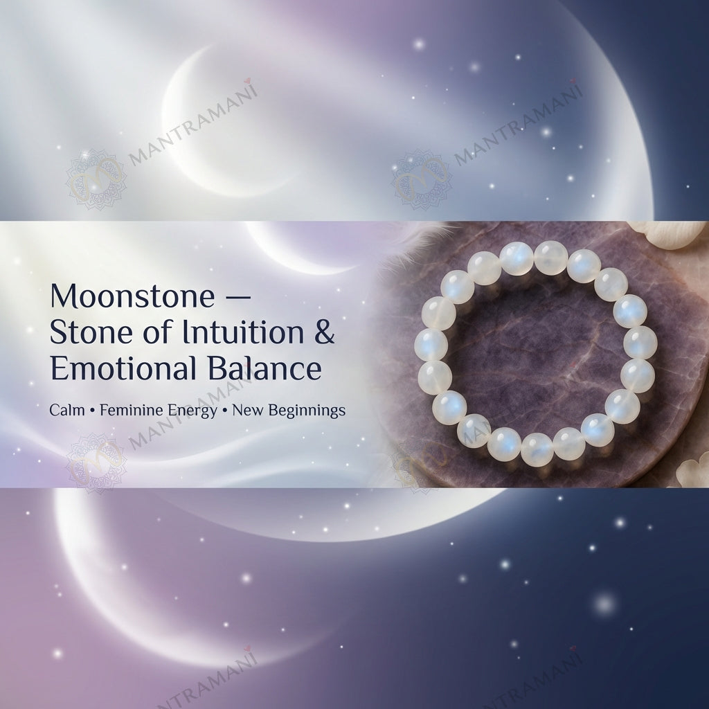 MantraMani® Lunar Grace™ – Signature Moonstone Bracelet for Women | Feminine Energy, Fertility Support & Hormonal Balance | Calm, Clarity, Emotional Healing & Inner Peace