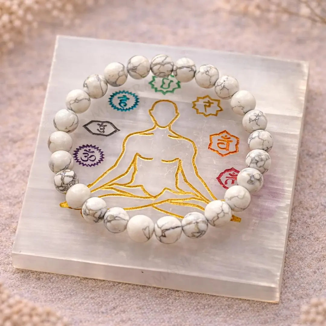 MantraMani® Howlite Bracelet – Calm Mind, Stress Relief & Better Sleep