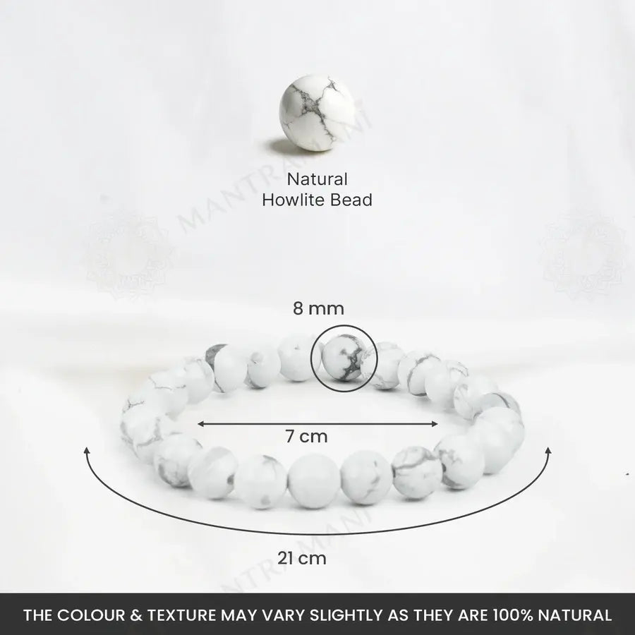 MantraMani® Howlite Bracelet – Calm Mind, Stress Relief & Better Sleep