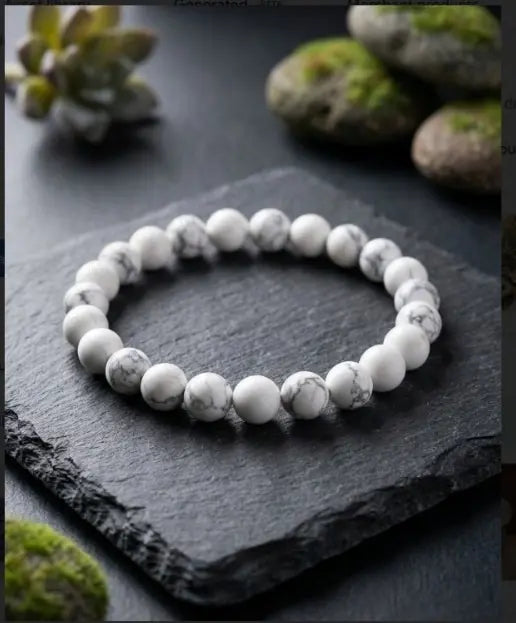 MantraMani® Howlite Bracelet – Calm Mind, Stress Relief & Better Sleep