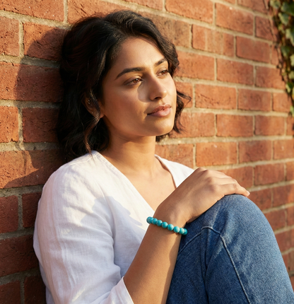 Turquoise Céleste Irani Firoza – Natural Iranian Turquoise Protection, Wealth & Health Bracelet (AAA Grade | Jupiter Energy | Evil Eye Shield)