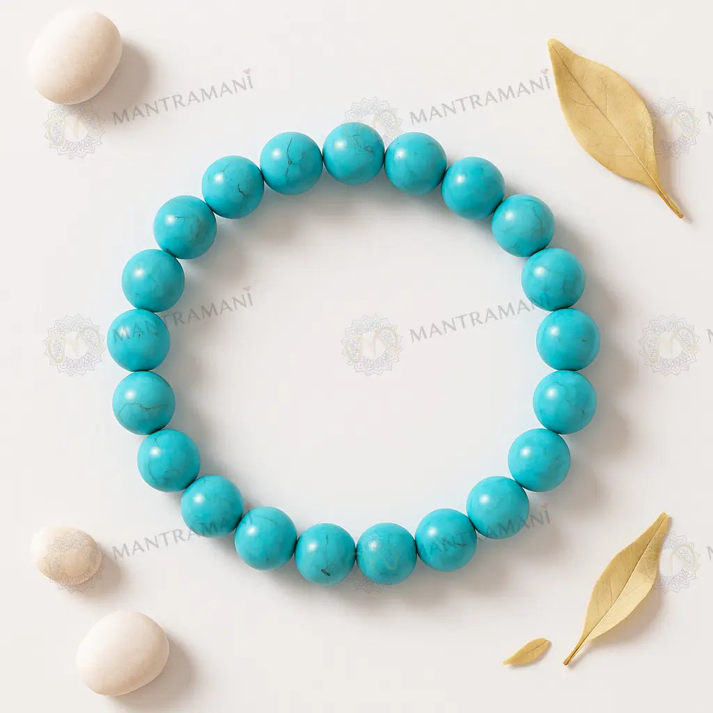 MantraMani® Firoza Turquoise Bracelet — Success Activation • Mental Calm • Aura Protection | Certified Natural Stone