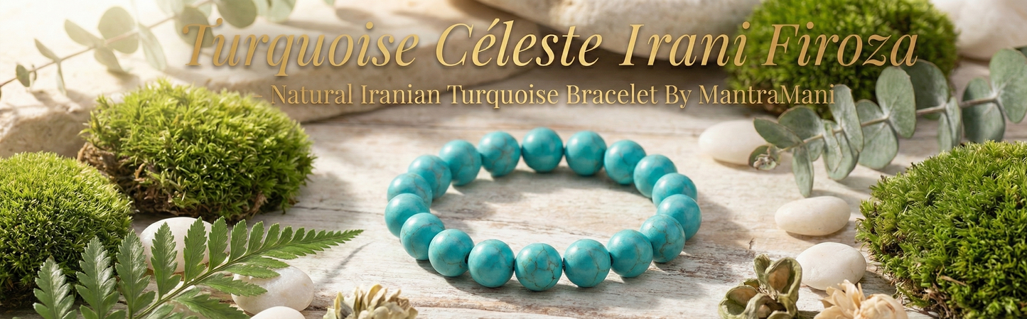 Turquoise Céleste Irani Firoza – Natural Iranian Turquoise Protection, Wealth & Health Bracelet (AAA Grade | Jupiter Energy | Evil Eye Shield)