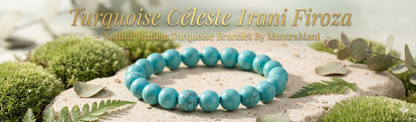 Turquoise Céleste Irani Firoza – Natural Iranian Turquoise Protection, Wealth & Health Bracelet (AAA Grade | Jupiter Energy | Evil Eye Shield)
