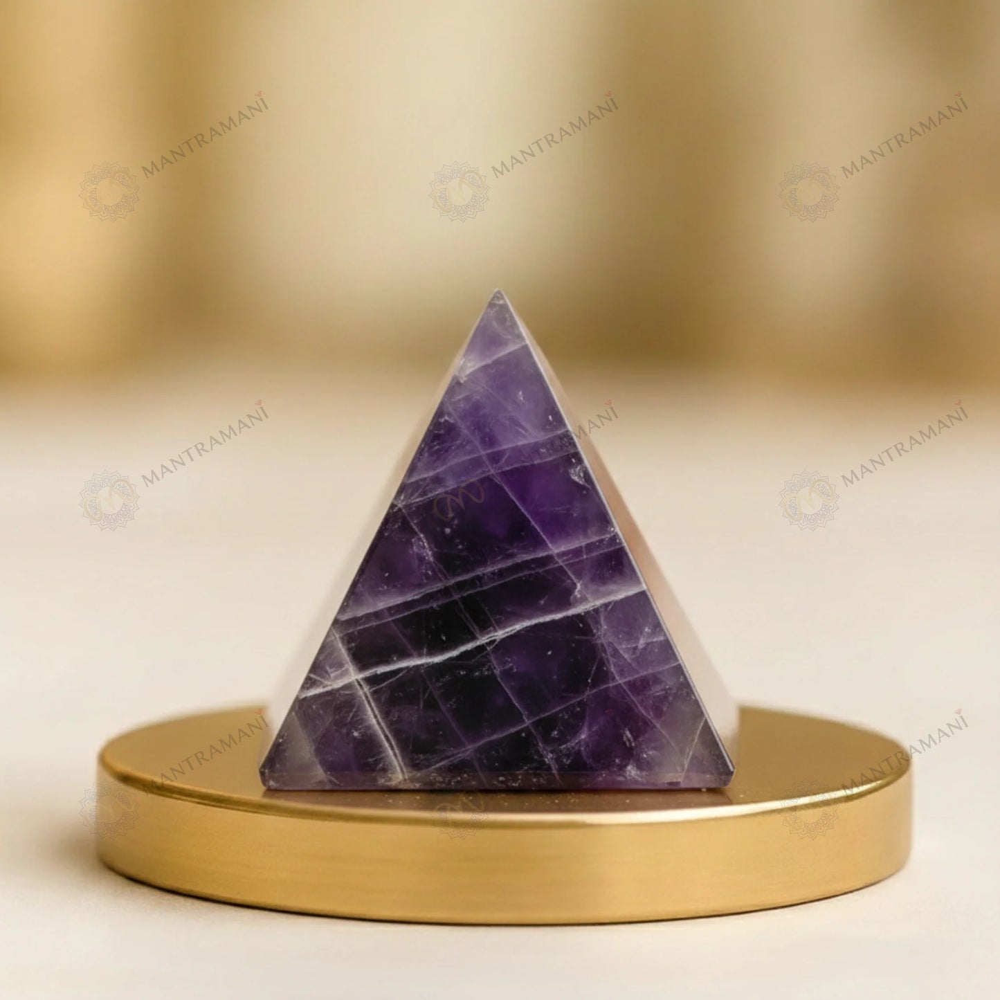 MantraMani® Amethyst Crystal Pyramid – Natural Healing Crystal Pyramid for Calm, Meditation