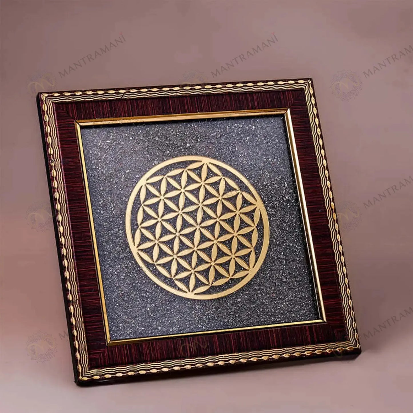 MantraMani® Flower of Life Raw Pyrite Frame - Balance & Wealth Energy Frame