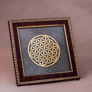 MantraMani® Flower of Life Raw Pyrite Frame - Balance & Wealth Energy Frame