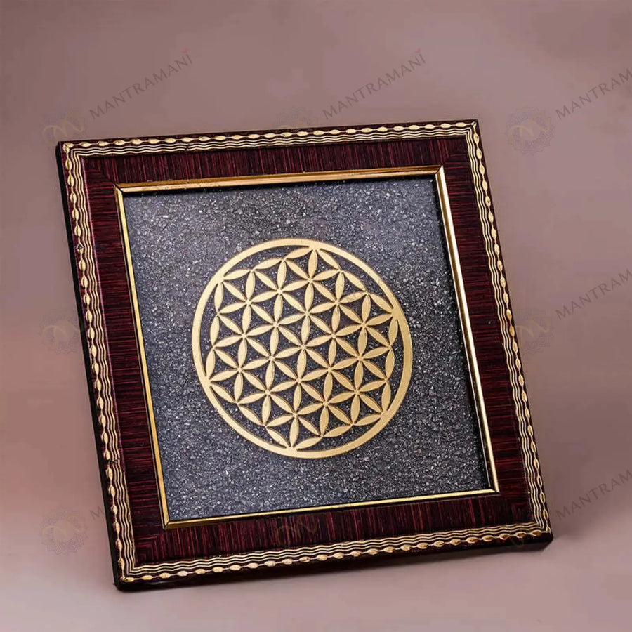 MantraMani® Flower of Life Raw Pyrite Frame - Balance & Wealth Energy Frame