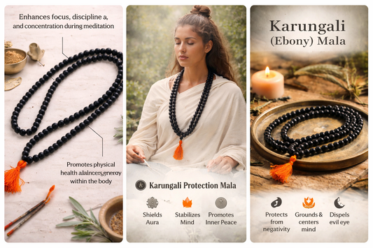 MantraMani™ Karungali Mala — 108 Beads Ebony Wood Mala for Grounding, Protection & Self-Realization (Govt. Lab Certified)