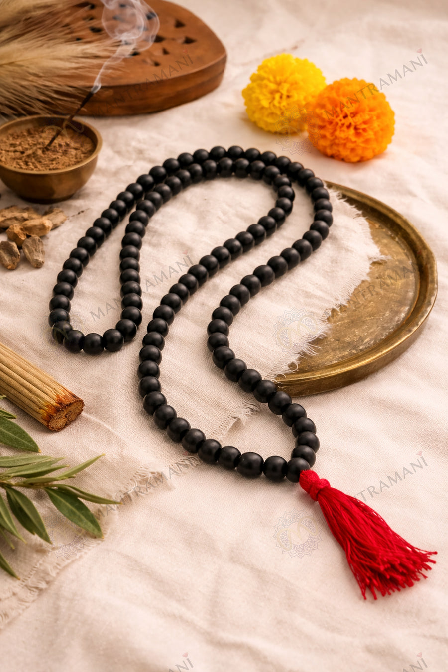 MantraMani® Karungali (Ebony) Mala — 108 Beads for Protection, Grounding & Spiritual Alignment