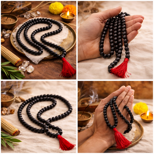 MantraMani™ Karungali (Ebony) Mala — 108 Beads for Protection, Grounding & Spiritual Alignment