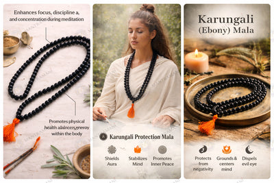 MantraMani® Karungali (Ebony) Mala — 108 Beads for Protection, Grounding & Spiritual Alignment gemstone bracelet